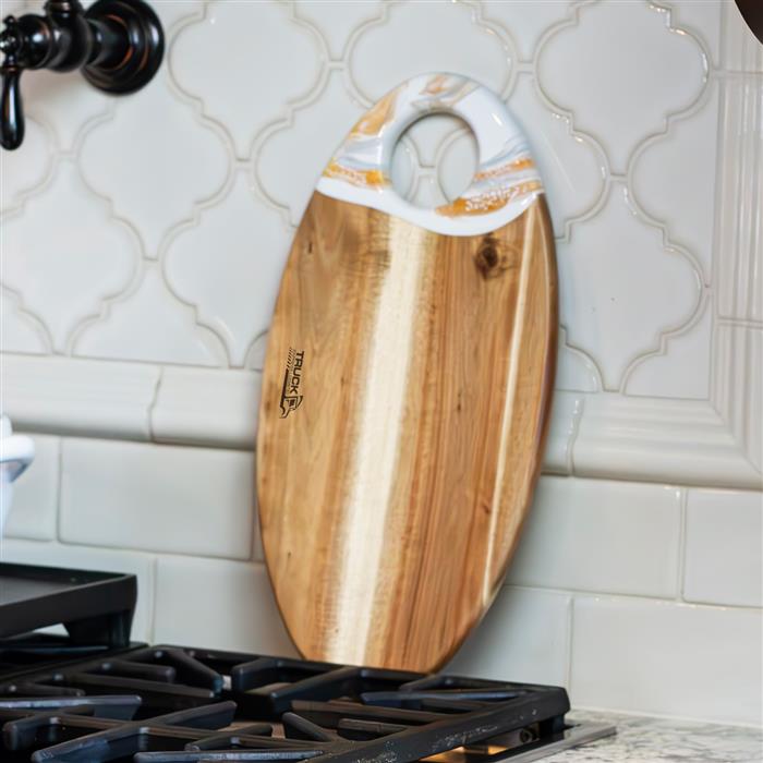 Medium Oval Acacia Board With Dip Holder 19
