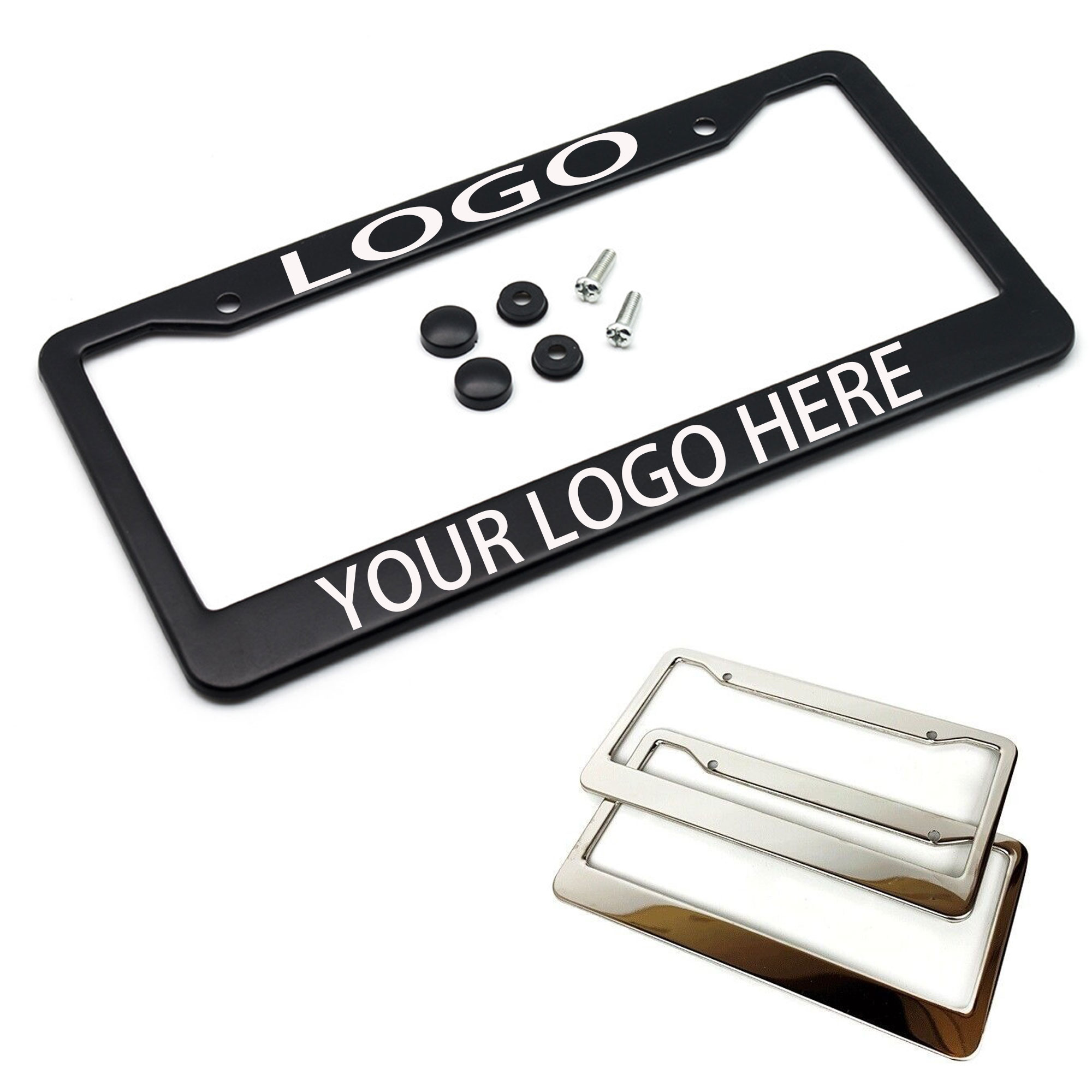 Stainless Steel License Plate Frame W/ Accessories 1