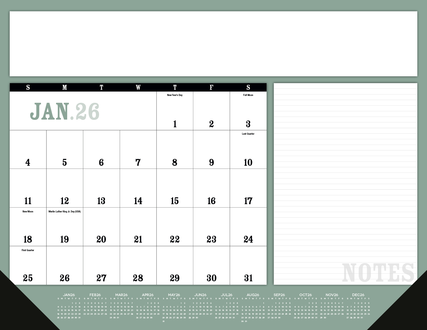 Triumph® Calendars Notes Desk Pad with Vinyl Corners 2