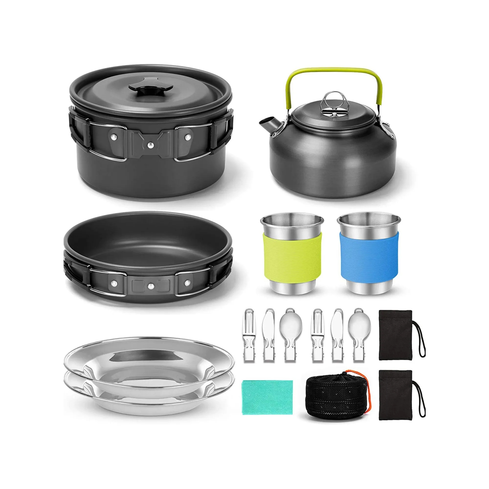 15pcs Camping Cookware Mess Kit 2