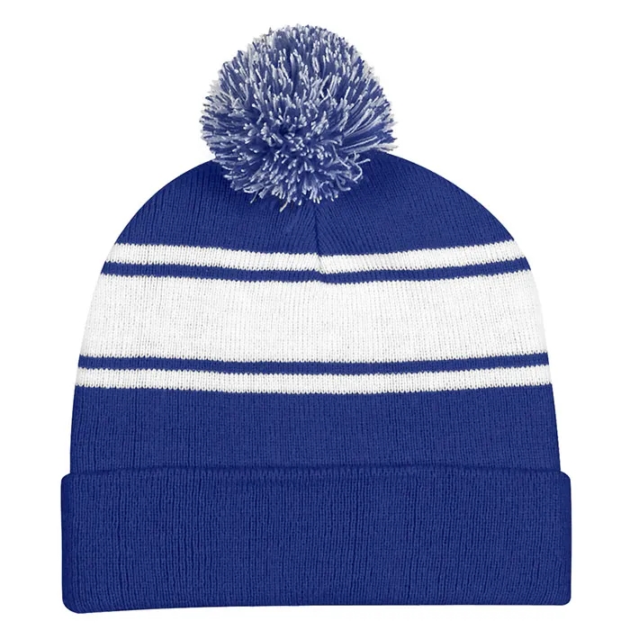 Knit Beanie with Cuff and Pom Ball 7