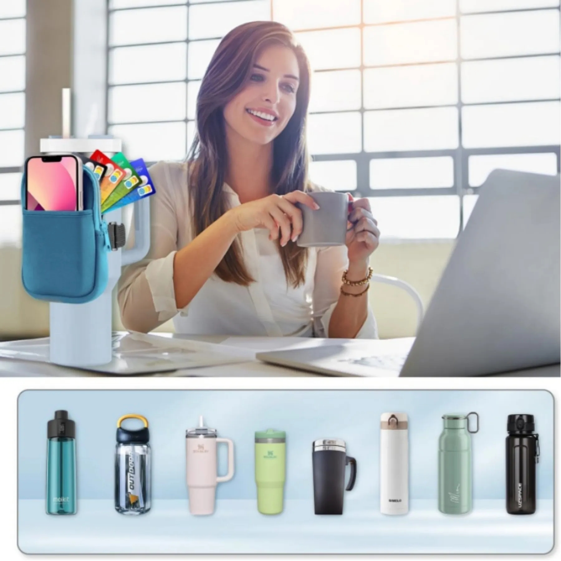 Water Bottle Pouch with Adjustable Strap 2