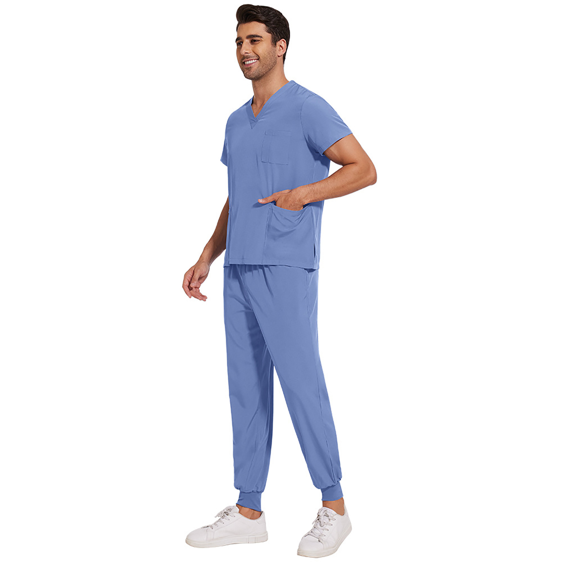 Comfortable V Neck Work Clothes 4