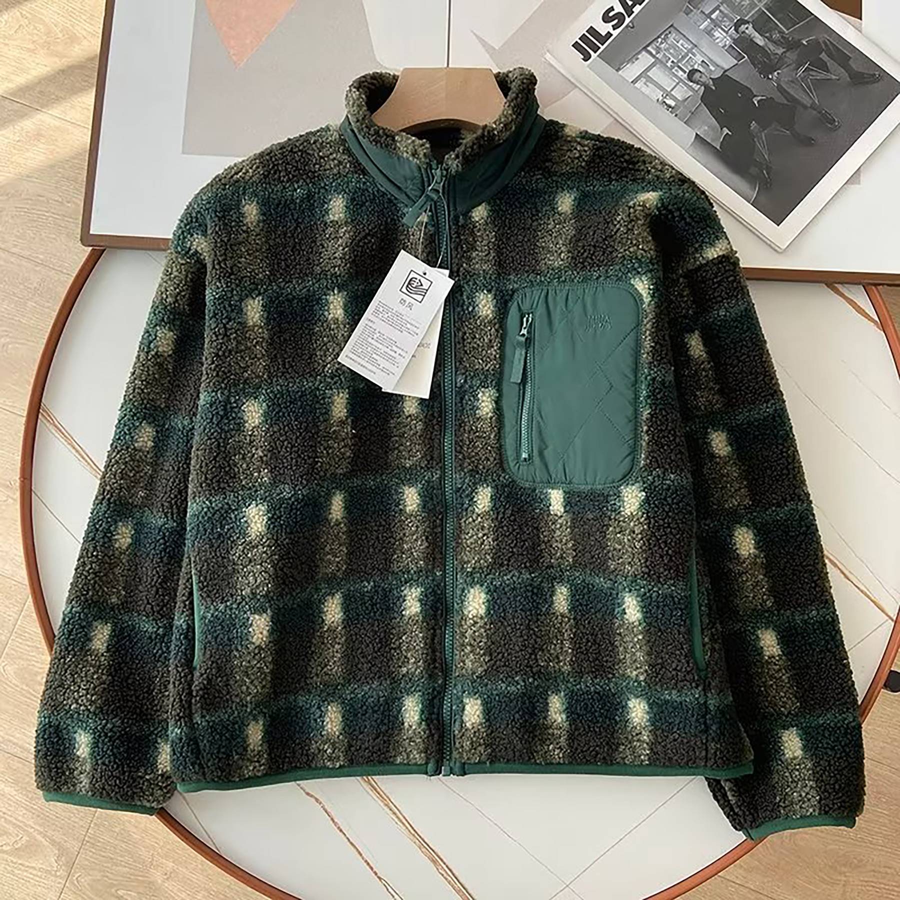 Spring Loose Standing Collar Windproof Lamb Fleece Overcoat 8