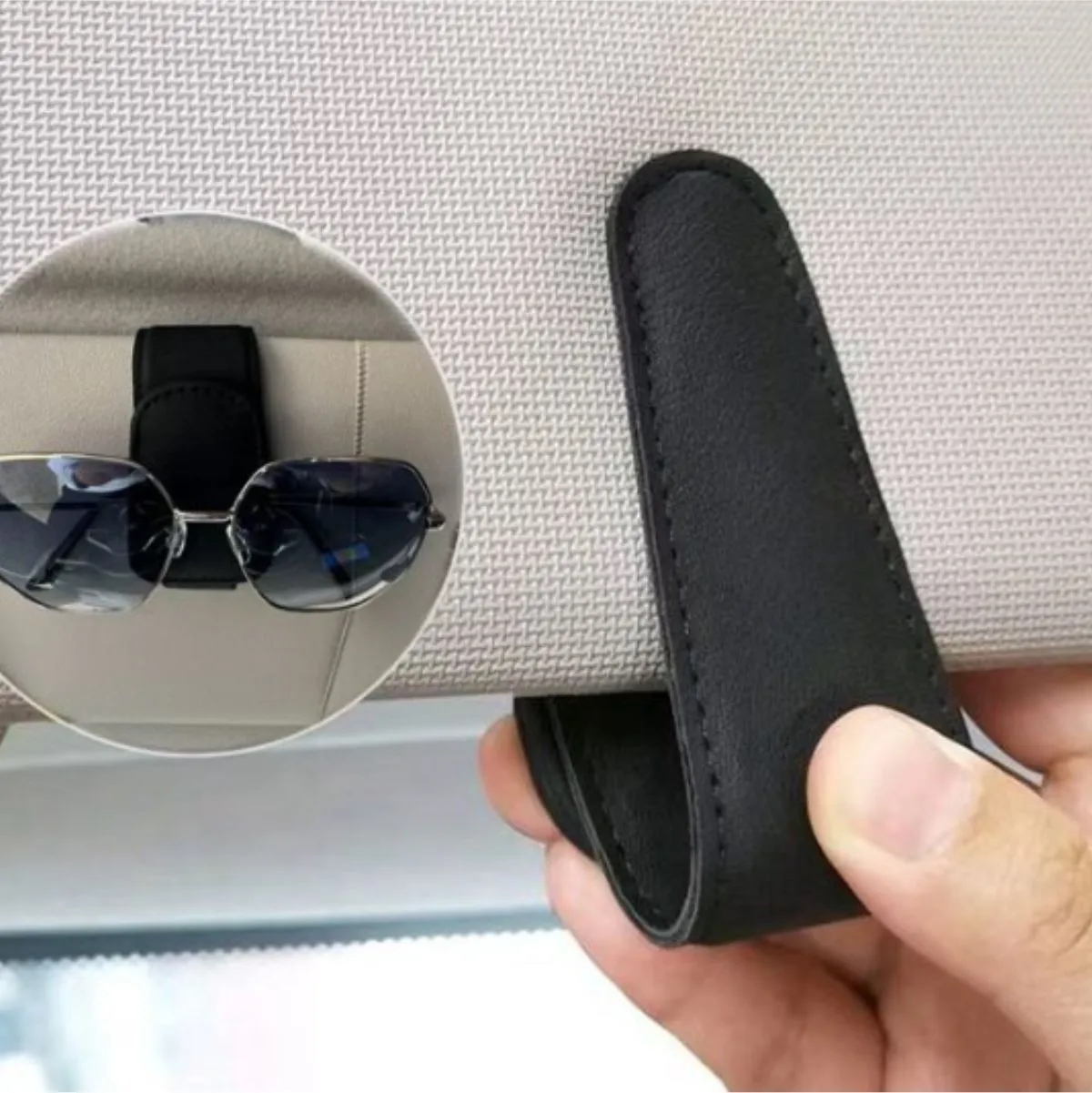 PU Leather Car Visor Eyeglass Clip Holder 2