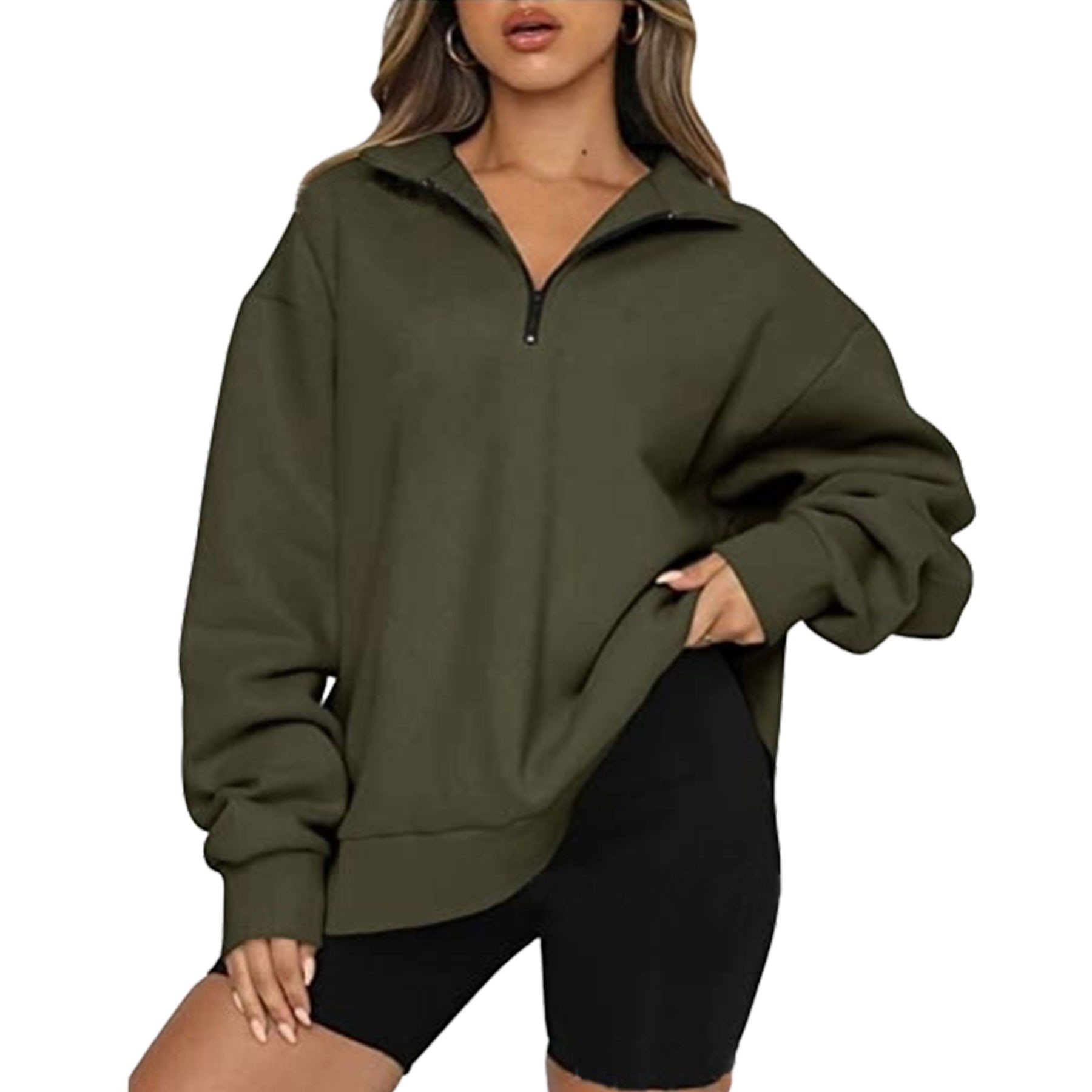 Women's Fleece Pullover With Quarter Zip 12