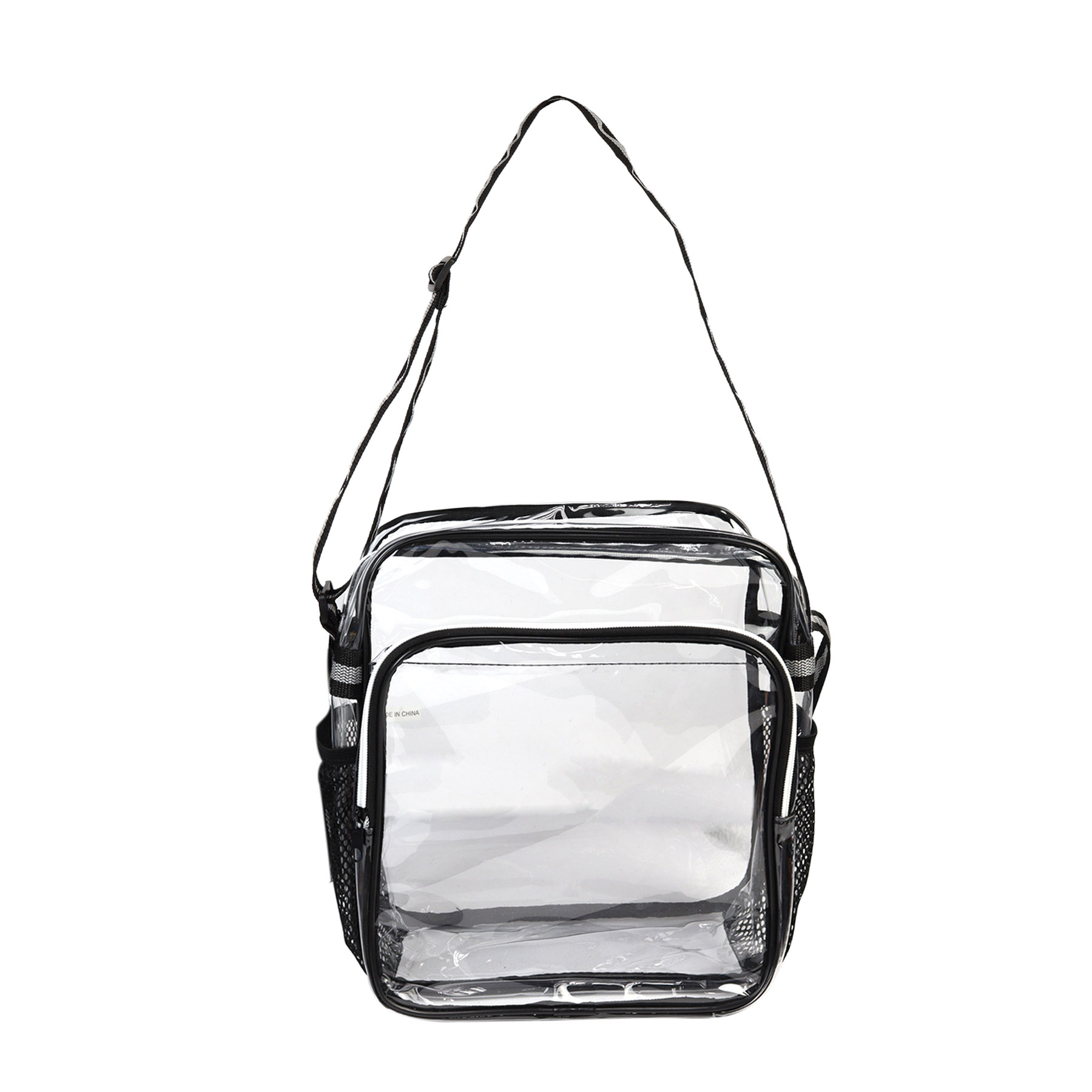 Clear Zipper Small Messenger w/Striped Sling 5