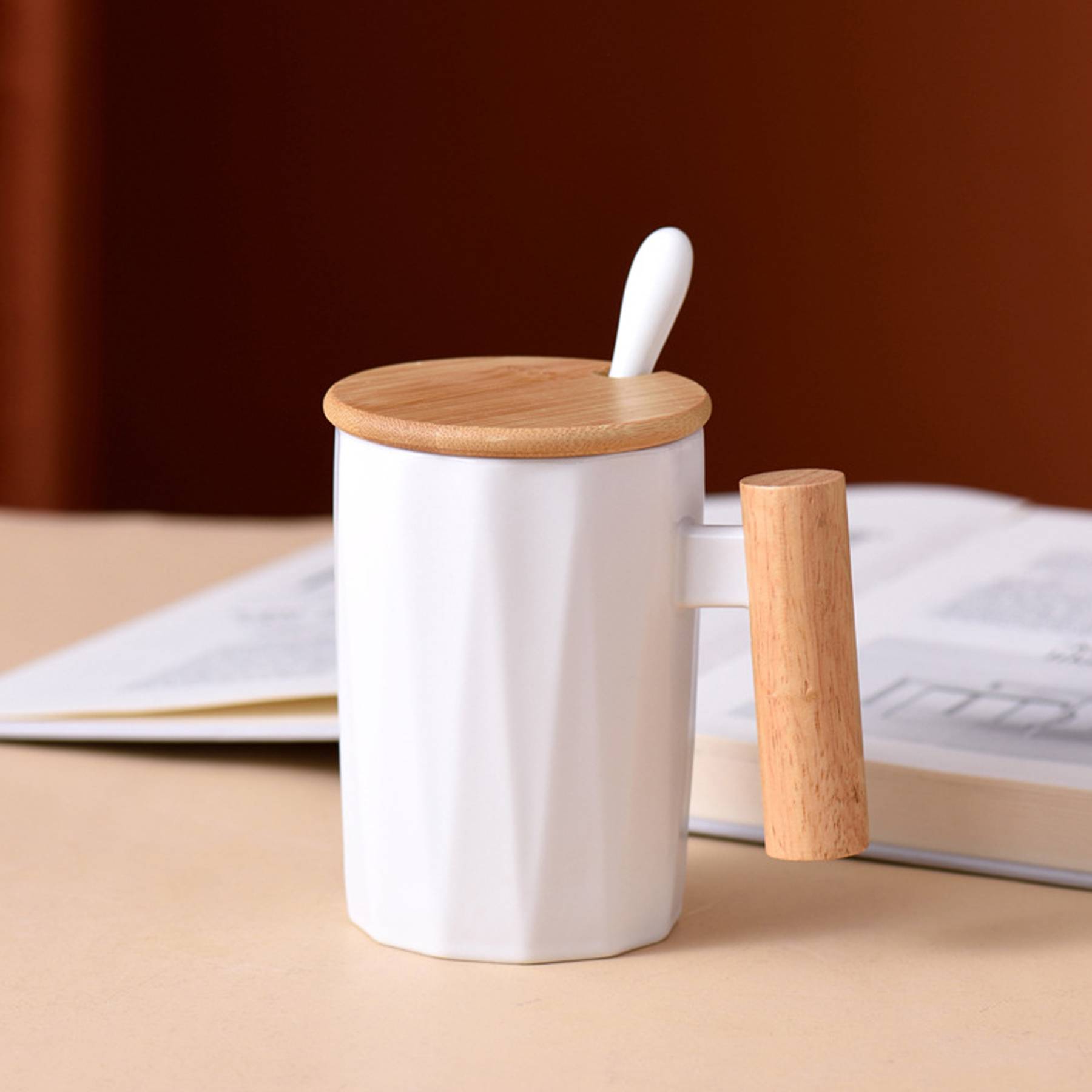 15 Oz Wood Handle Ceramic Cup 3