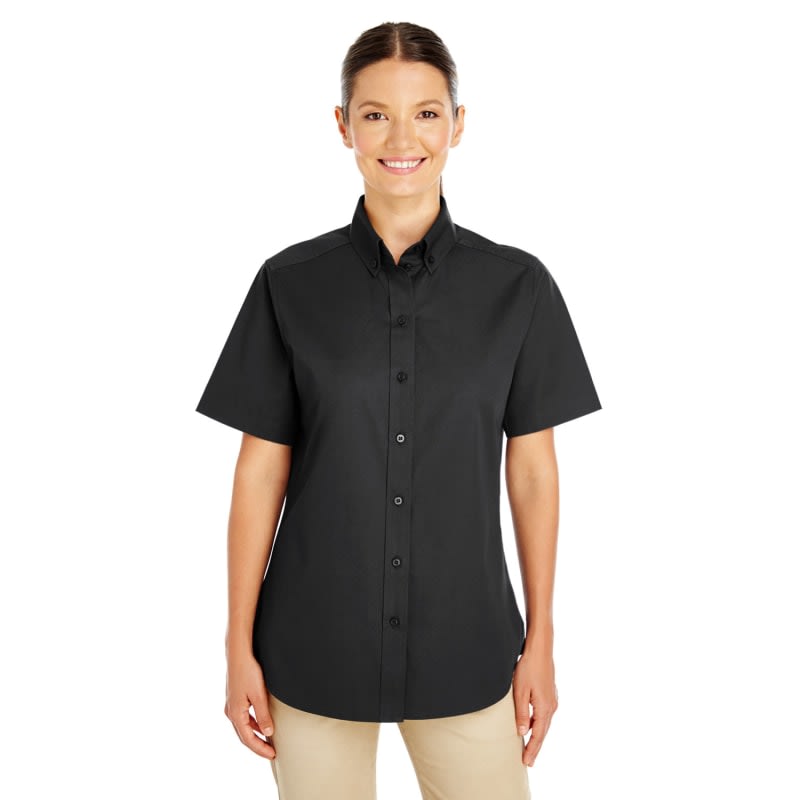 Harriton Ladies' Foundation 100% Cotton Short-Sleeve Twill Shirt With Teflon™ 2