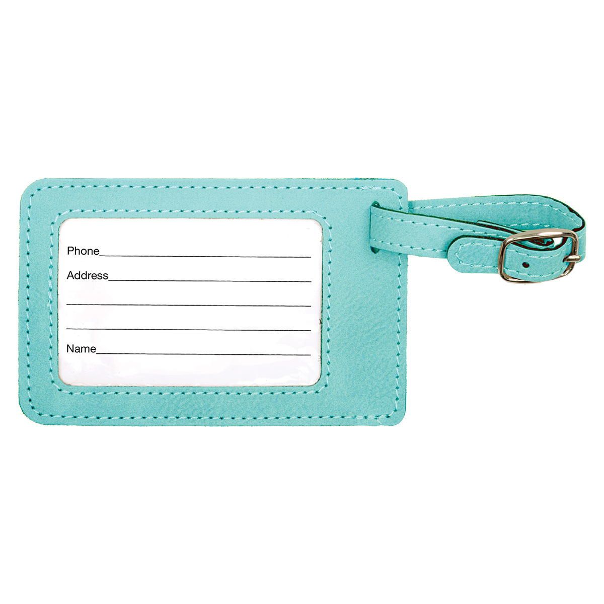 Teal Leatherette Luggage Tag 4