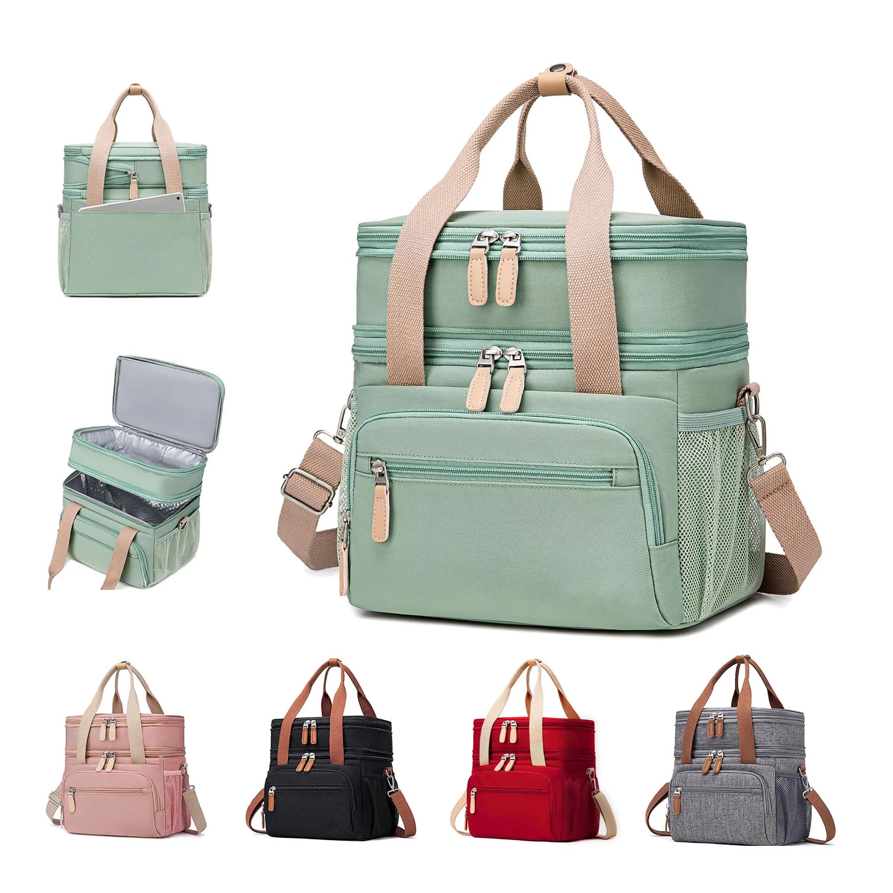 Waterproof Reusable Large Dual Compartment Lunch Bag 1