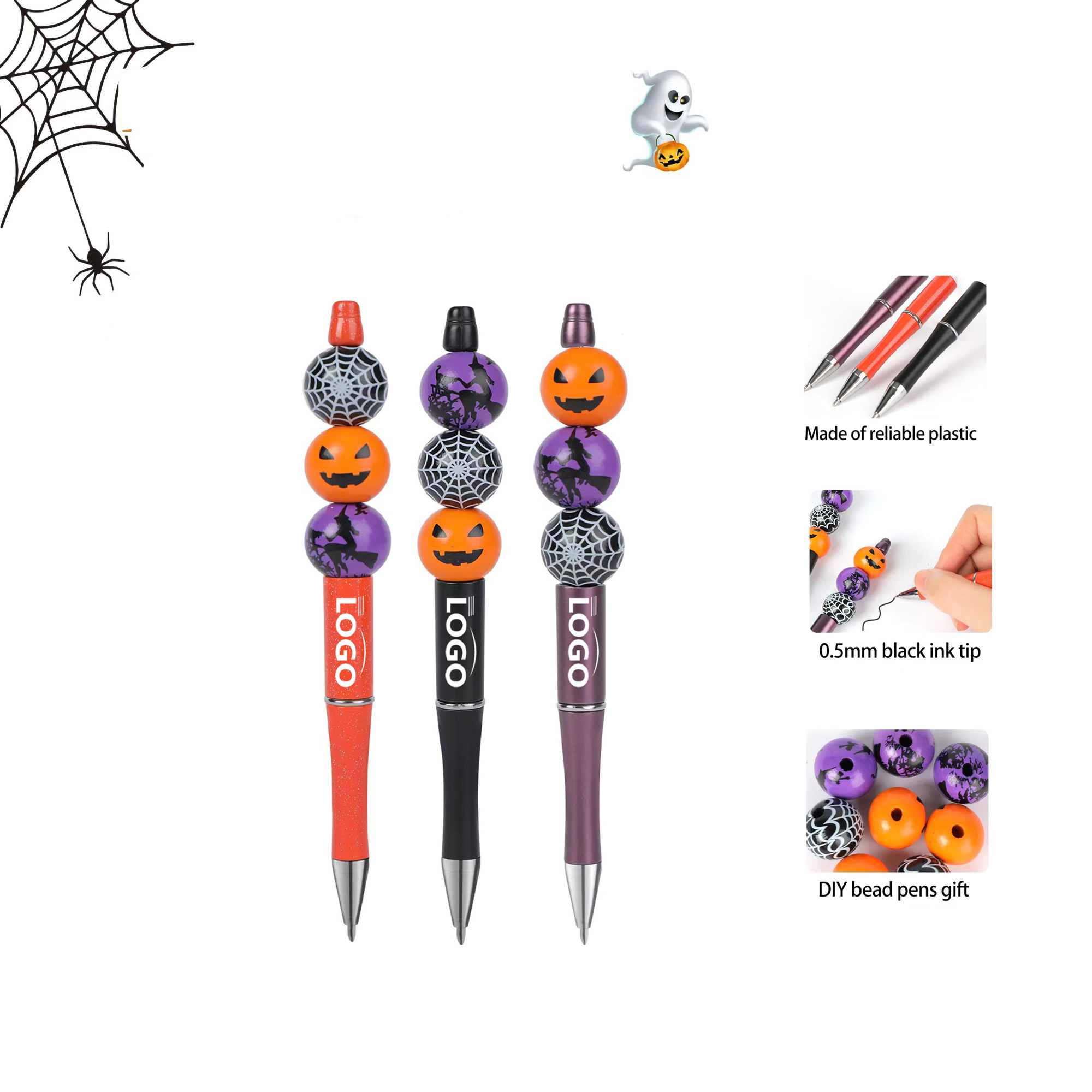 MOQ50 DIY Beadable Halloween Ballpoint Pen 6