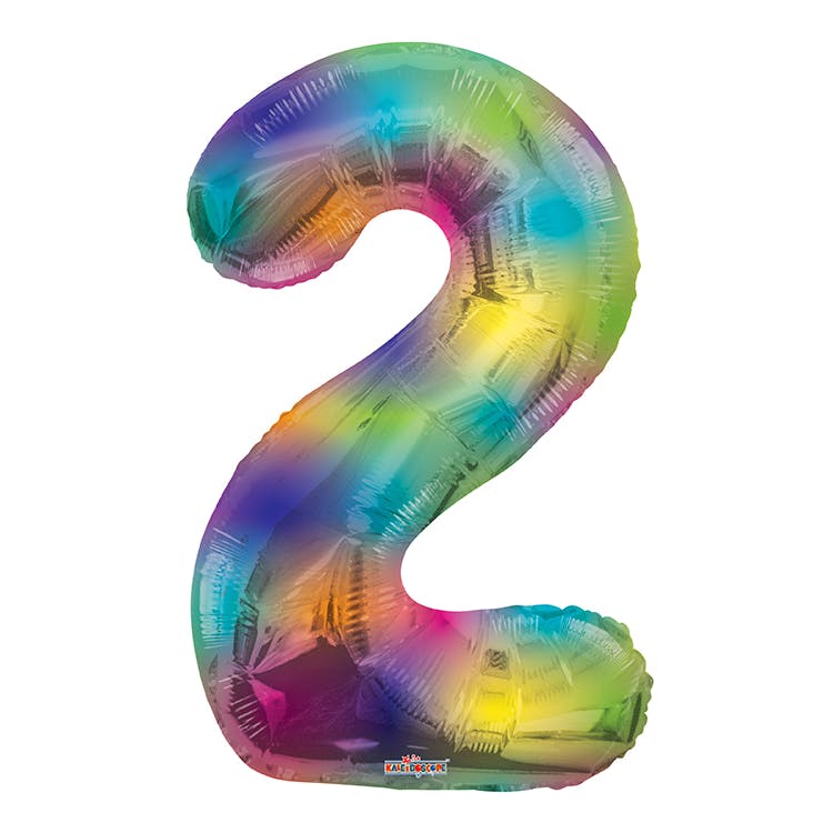 Mylar Number 2 Balloons - Rainbow 34" 2