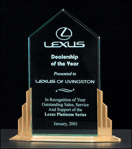 Peak Acrylic Award On A Gold Tone Finish Aluminum Base 2