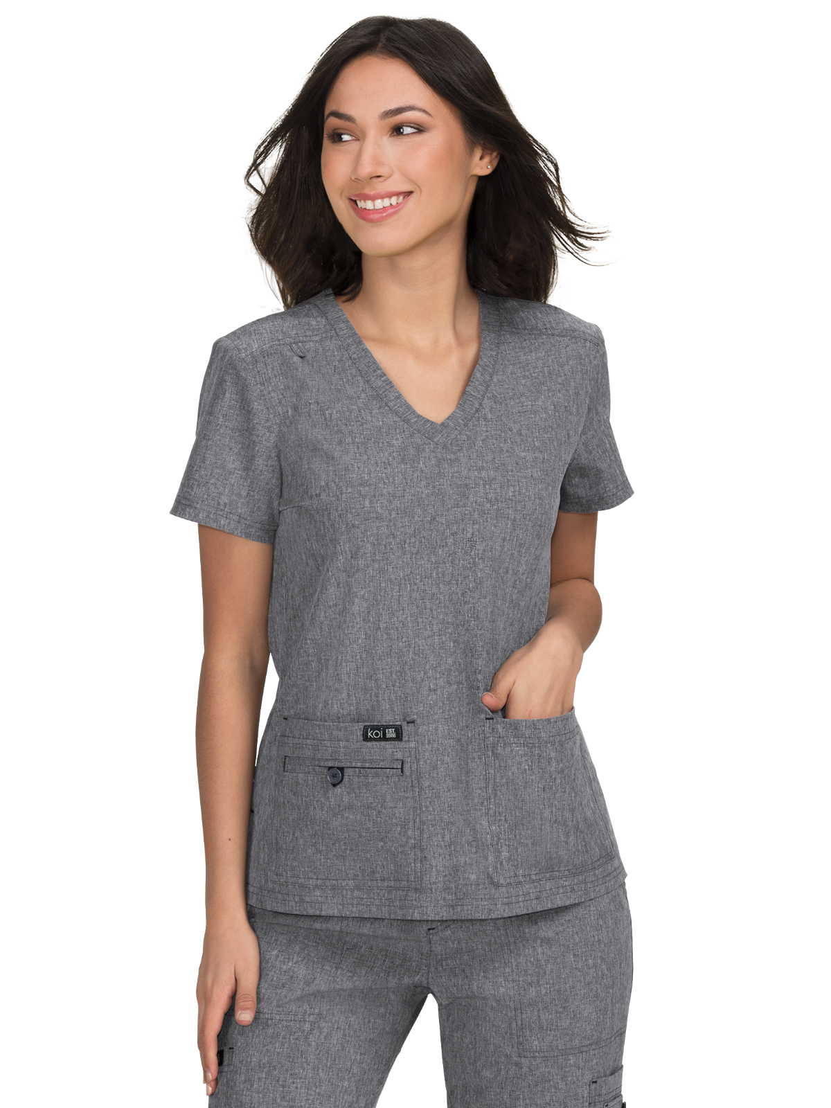 koi - Basics - Women's Four-Pocket Stretch V-Neck Becca Top 57