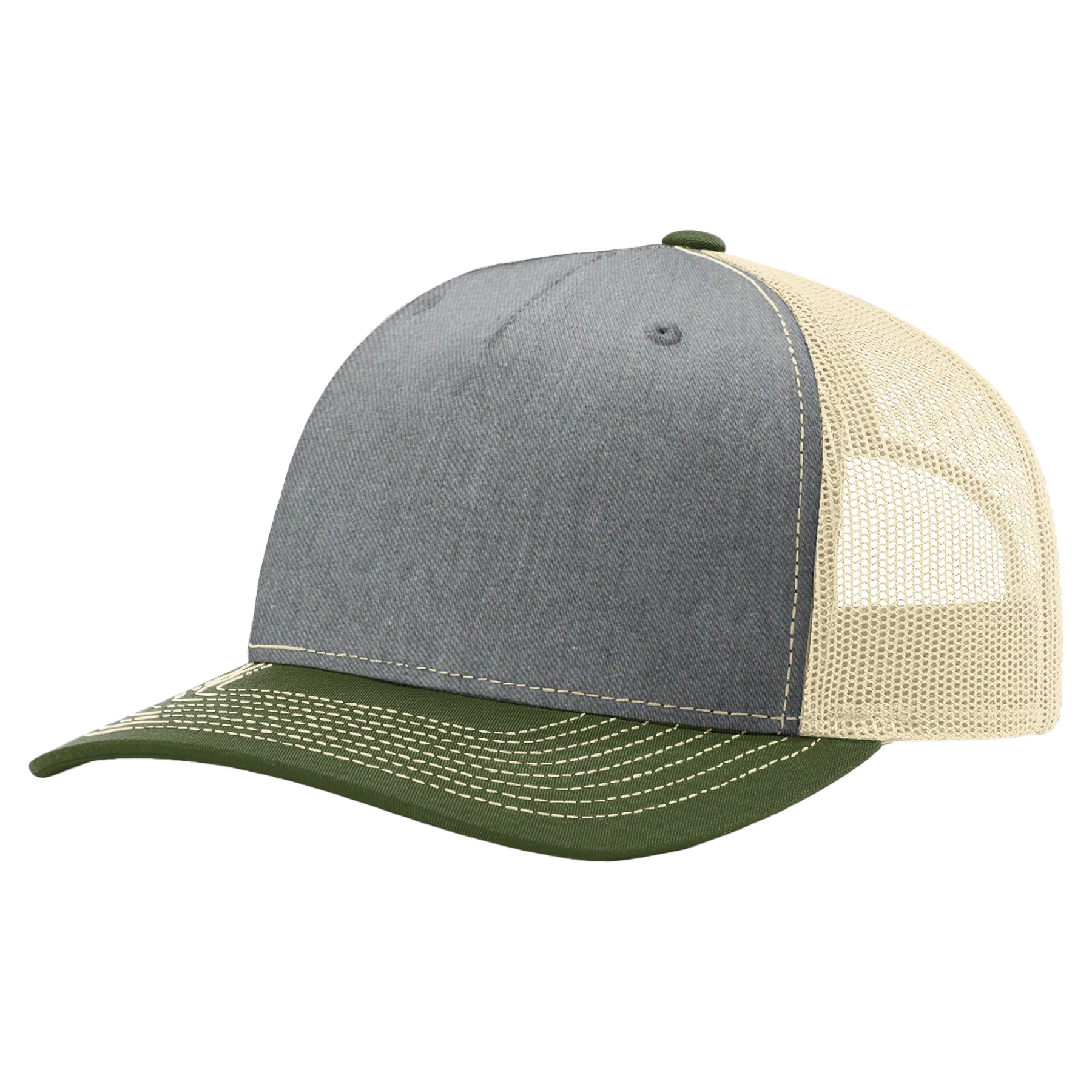 Richardson 112FP 5-Panel Snapback Trucker Hat w/Leatherette Adhesive Patches or Embroidery 32