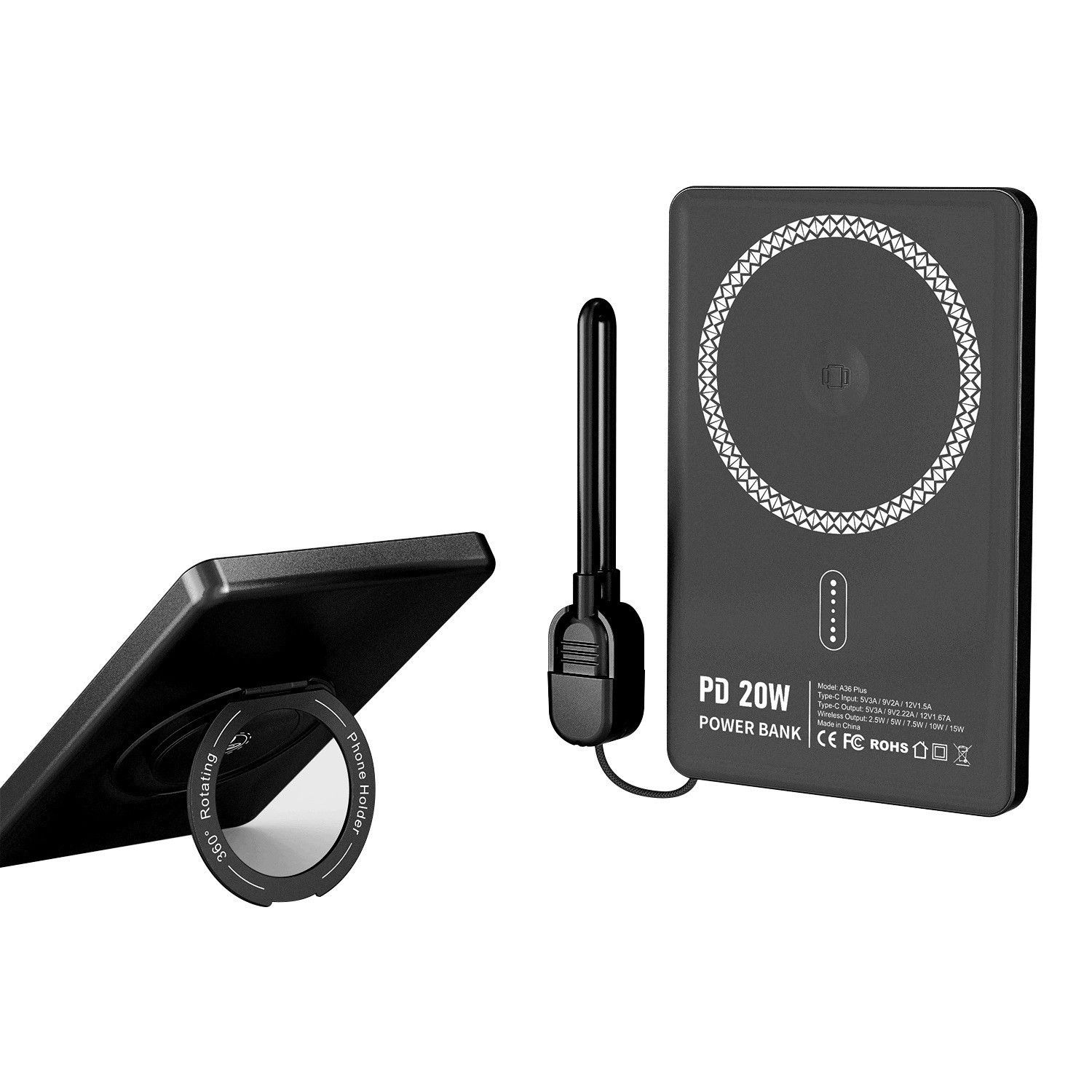 5000mAh Magnetic Portable Charger Power Bank with Stand 3