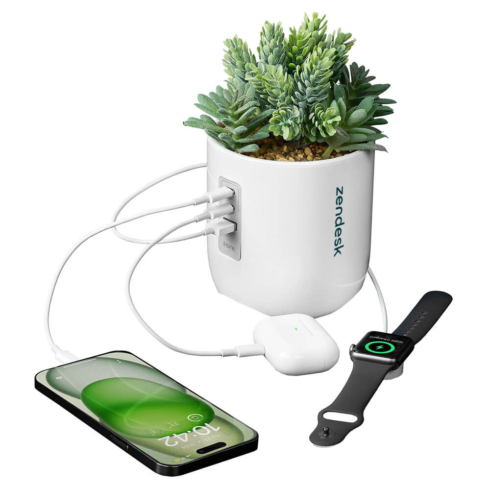 Faux Succulent with USB Charging Station