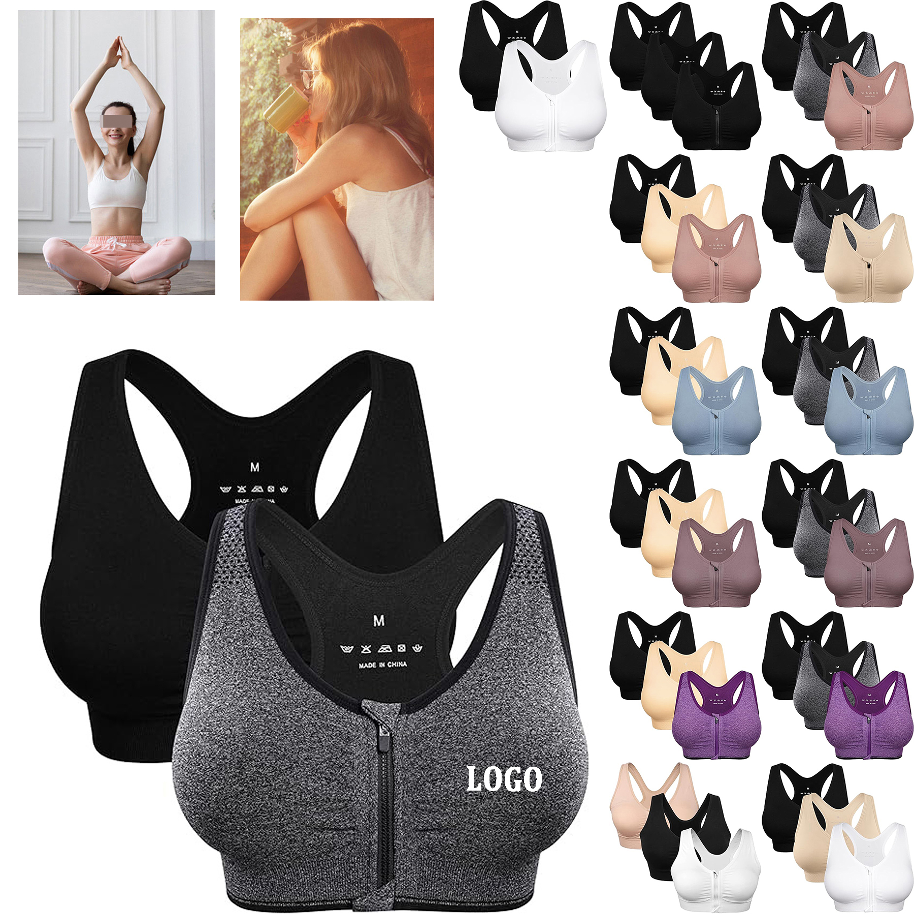 Zip Front Wireless Sports Bra 10