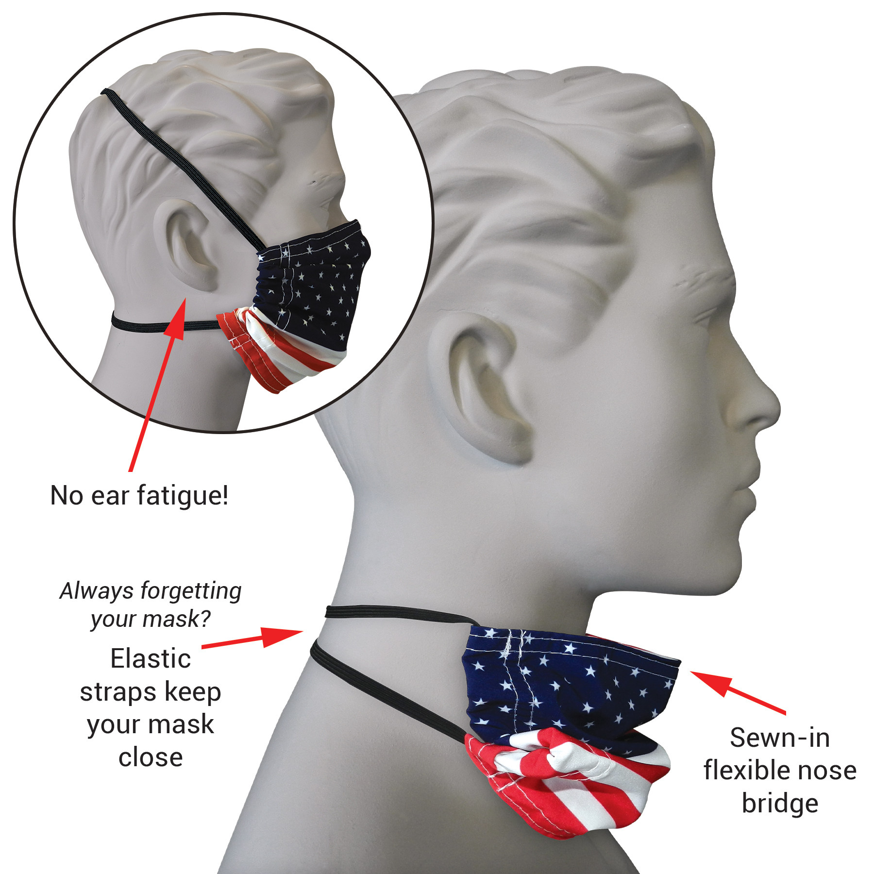 Premium Black Fabric Face Mask 4