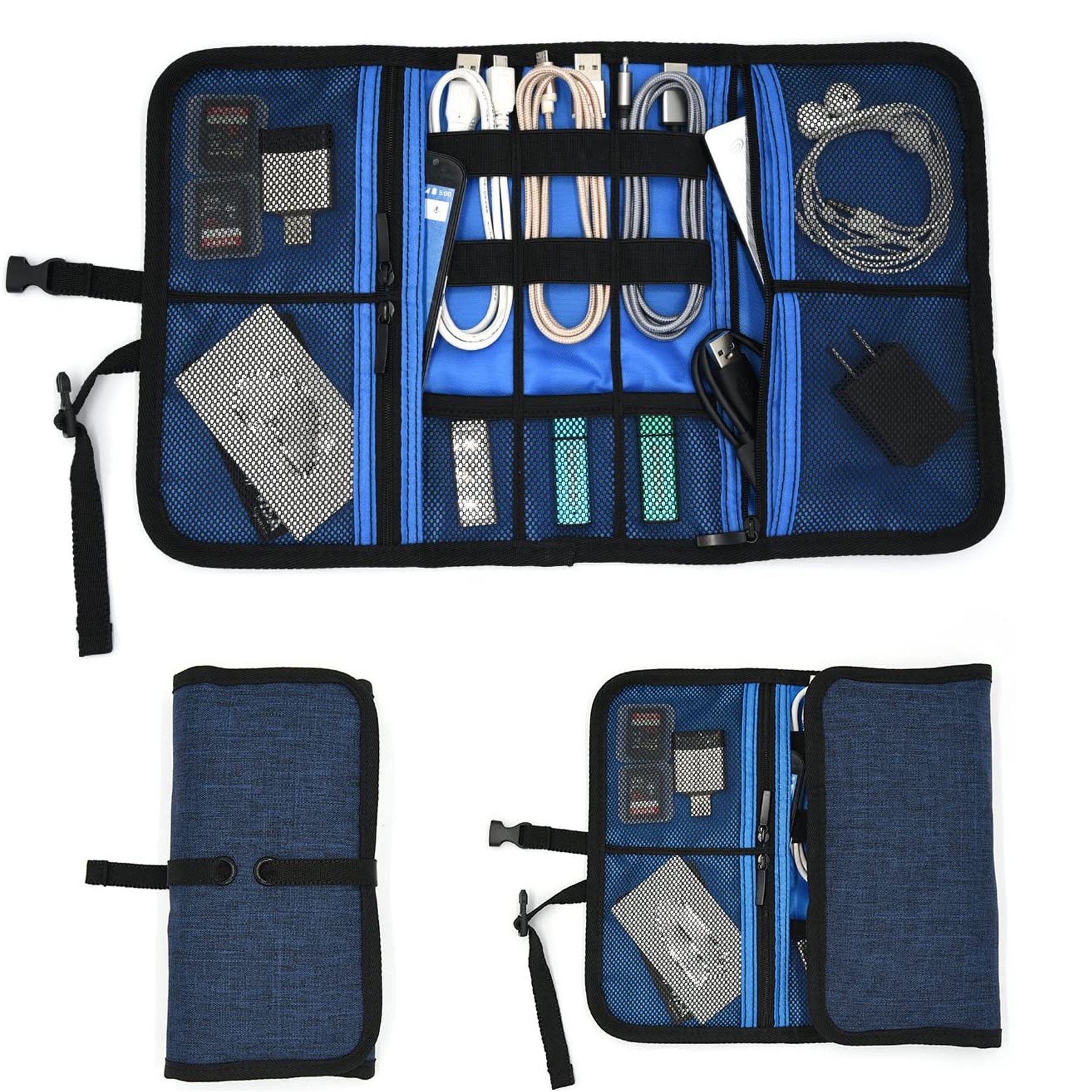 Roll Up Electronics Accessories Travel Gear Organizer Case 3