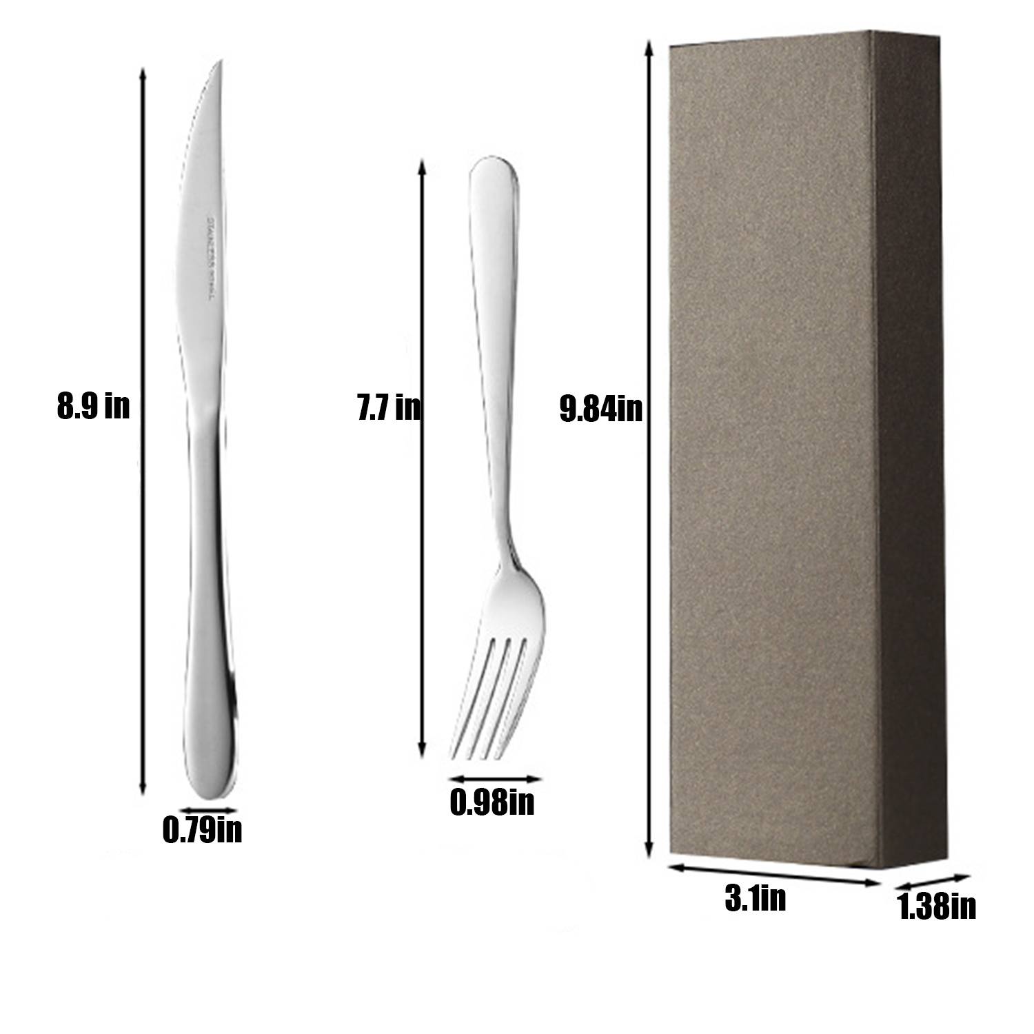 2 Pieces Flatware Set Forks Spoons Knives Gift Box 8