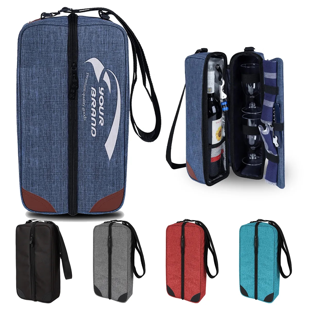 Wine Tote Bag with Cooler Compartment & Picnic Set 2