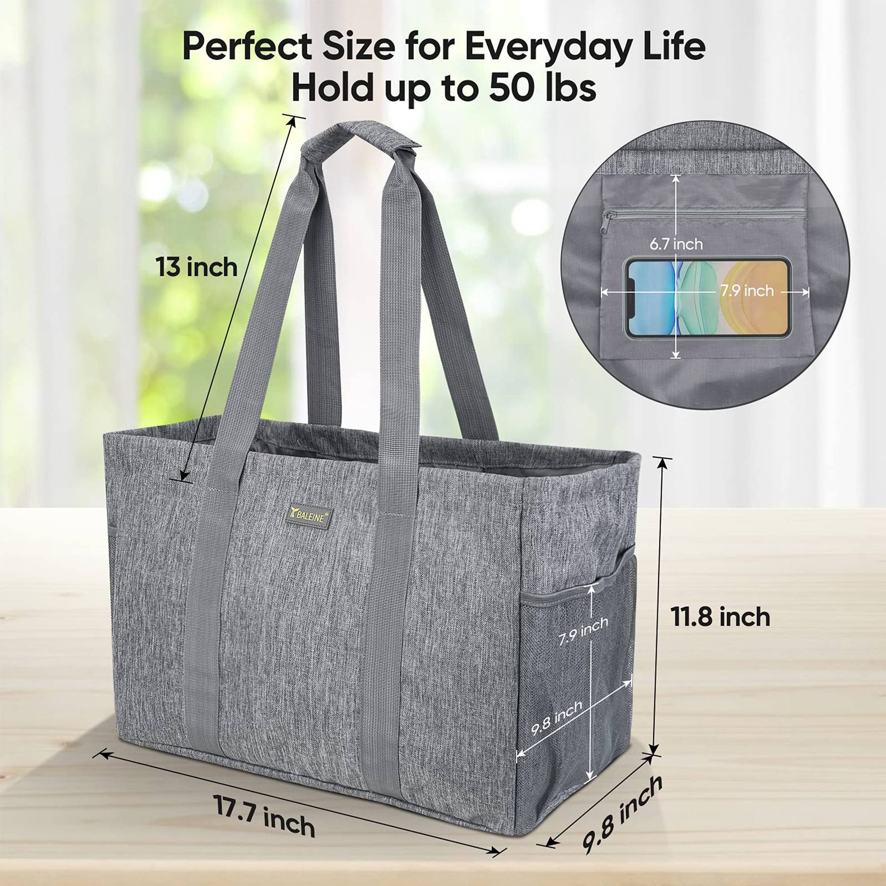 Oxford Foldable Reusable Storage Tote Bag, custom tote bag with logo imprint 3