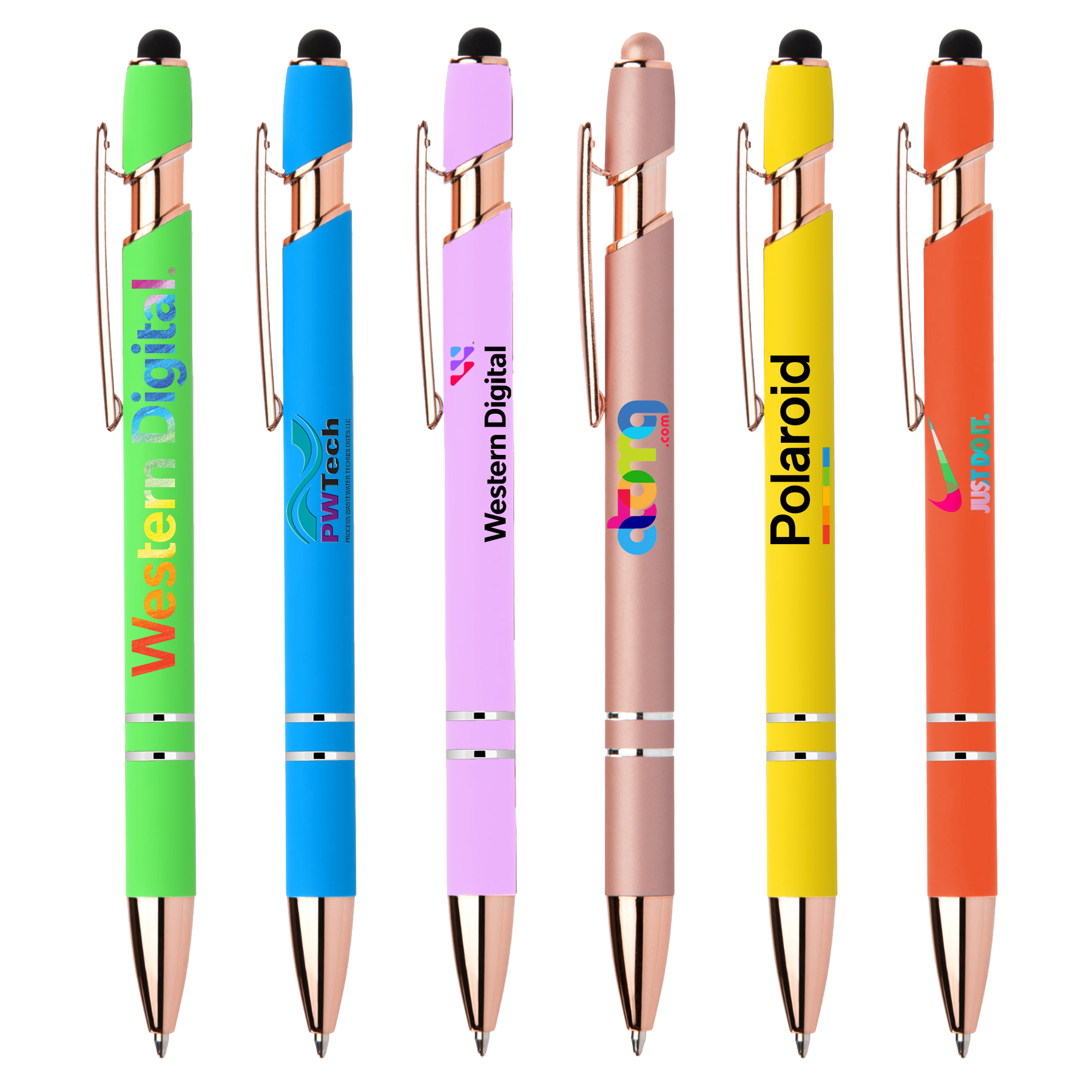 Stylus-3261 Bright Ballpoint Soft Touch Pens with Rose Gold Trims 6