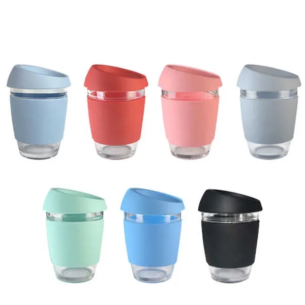 Reusable Glass Coffee Mug Travel Cup with Spill Proof Lid 3