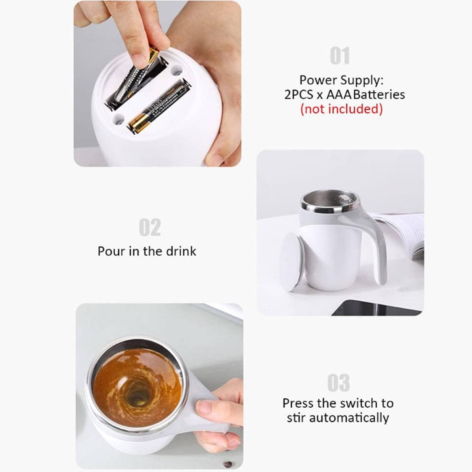 12oz Electric Magnetic Stirring Coffee Mug Quick Cooling 5