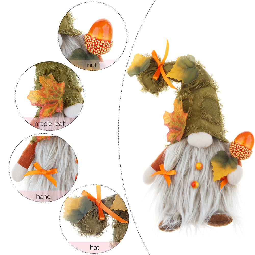 Thanksgiving Day Pumpkin Gnome Harvest Festival Doll with LED 5