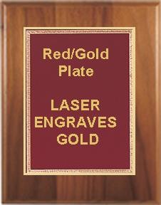 5" x 7" Cherry Finish Plaque with a Red Florentine Plate 2