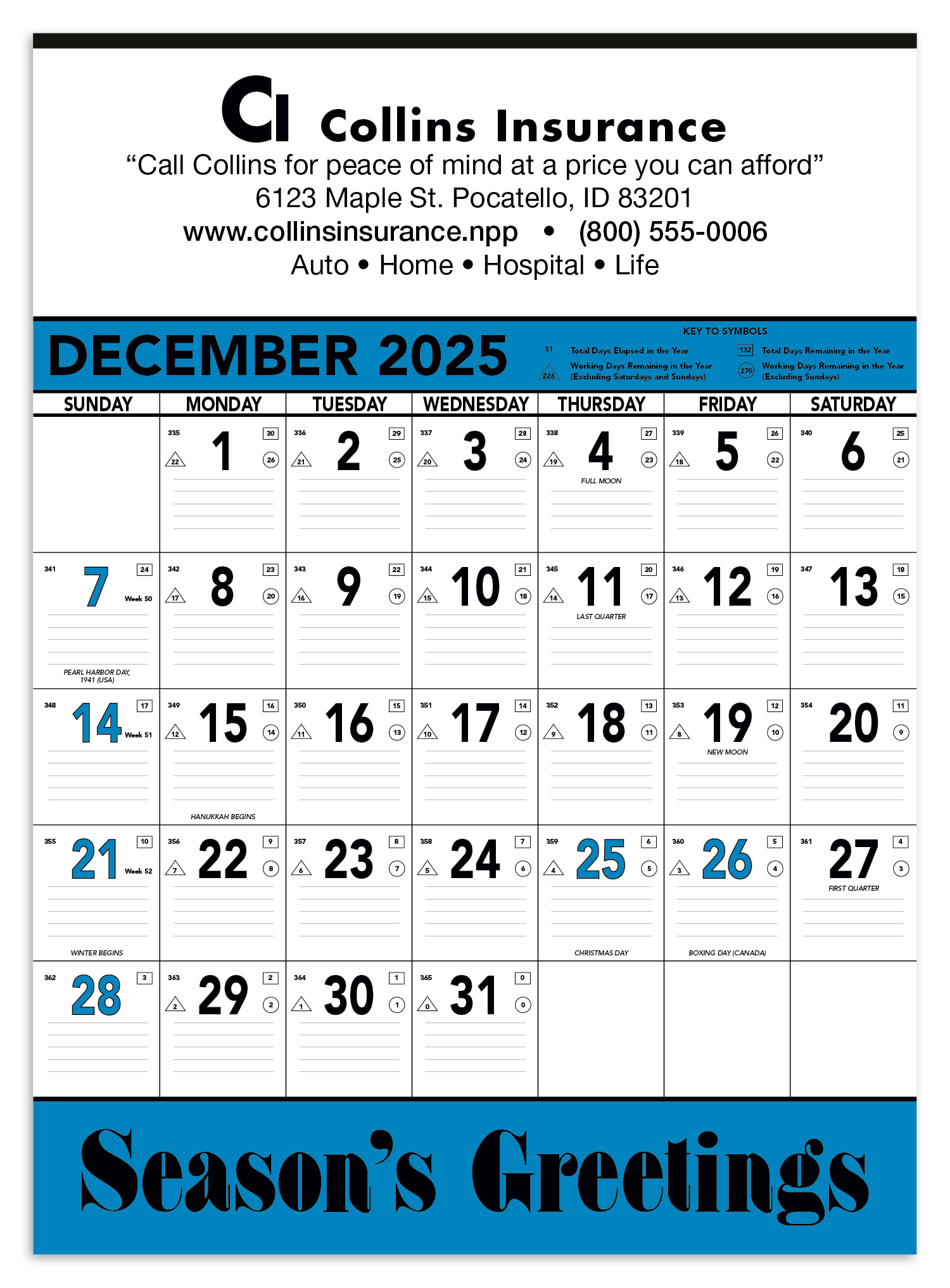 Triumph® Calendars Blue & Black Contractor Memo Calendar 5