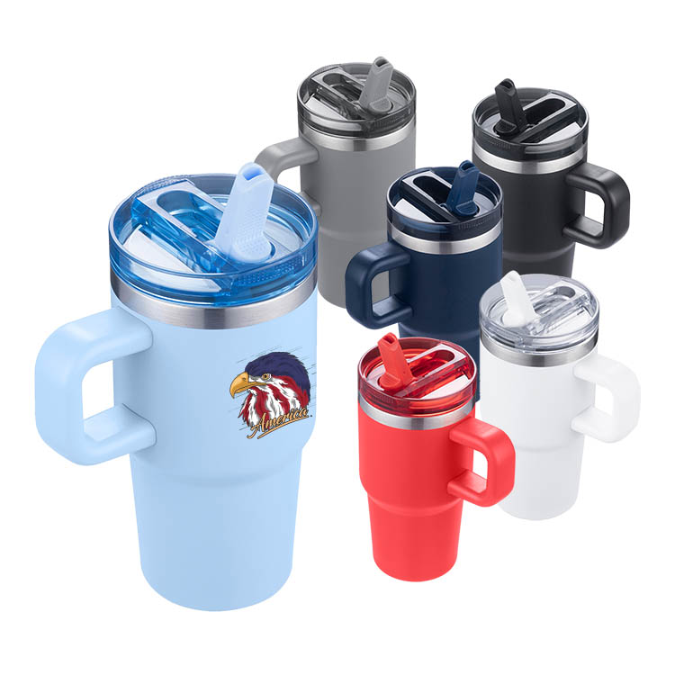 20oz. Insulated Travel Mug with Straw Lid & Handle 6