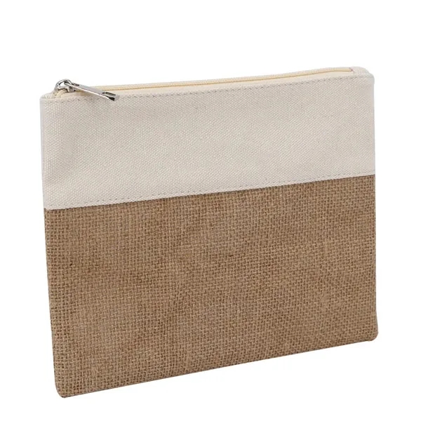 Natural Jute Canvas Flat Zipper Pouch 5