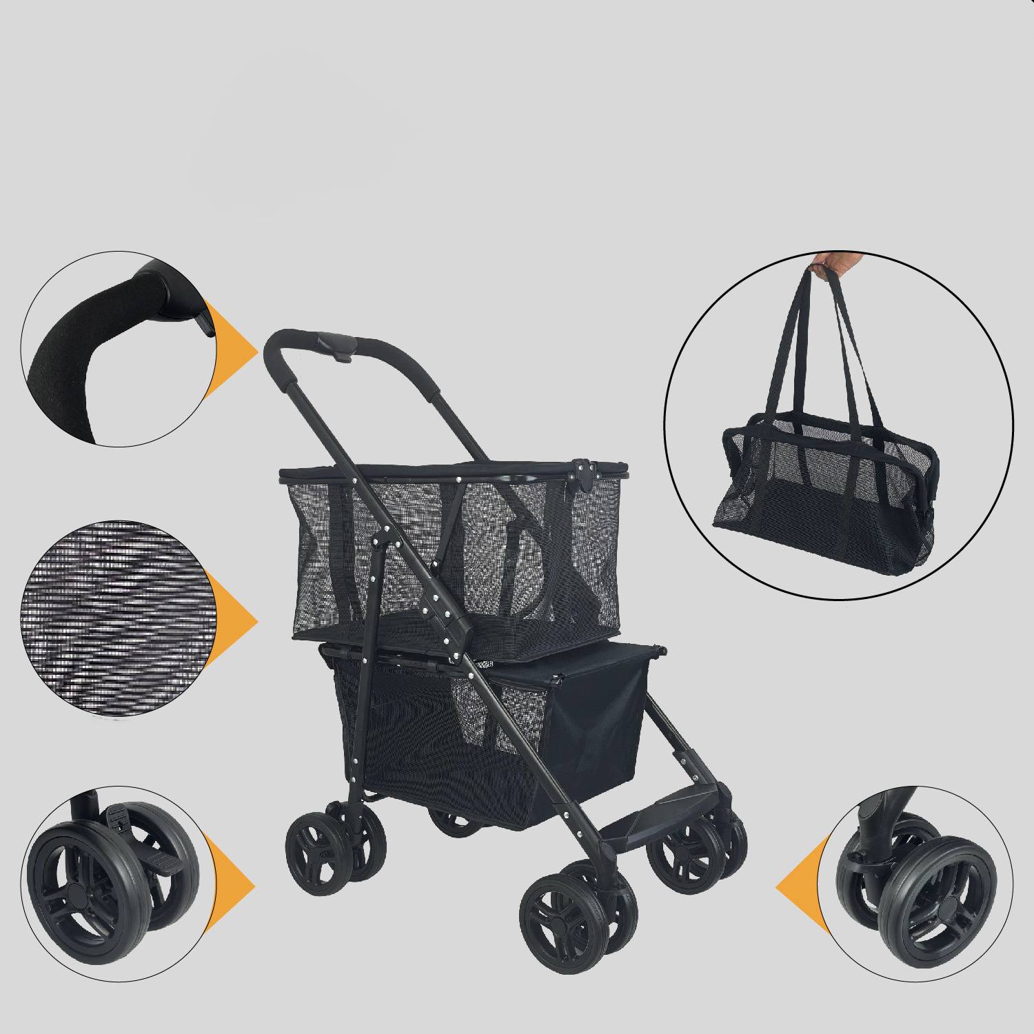 Foldable Alloy Shopping Trolley Cart w/ Wheels 8