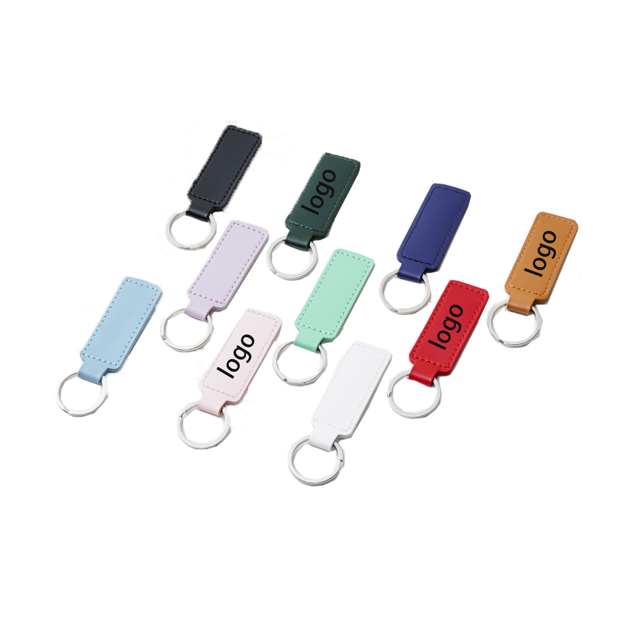 Vegan Leather Rectangle Shaped Keychain 7