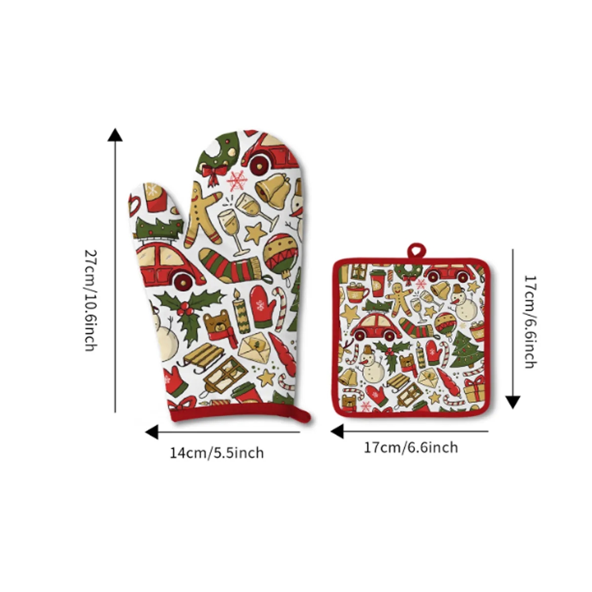 Christmas Heat Resistant Oven Mitts Suitable For Kitchen 4