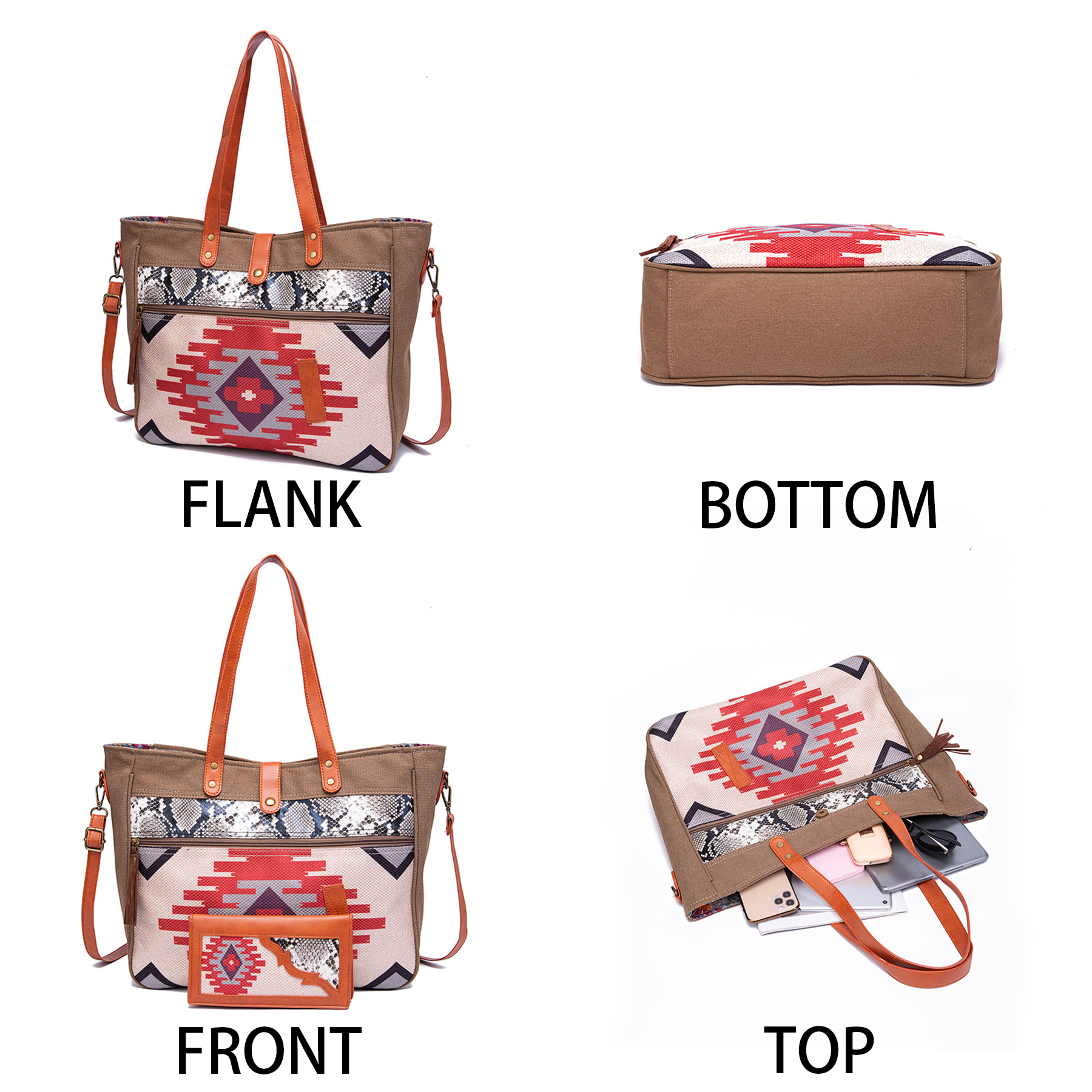 Canvas Cotton and linen hand-to-shoulder computer bag 5