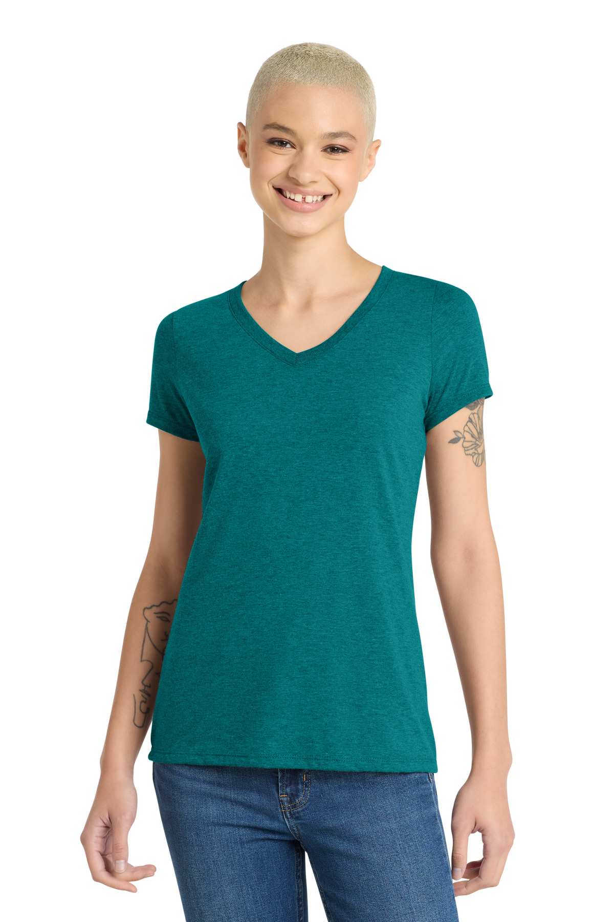 District Women's Perfect Tri V-Neck Tee. DM1350L 127