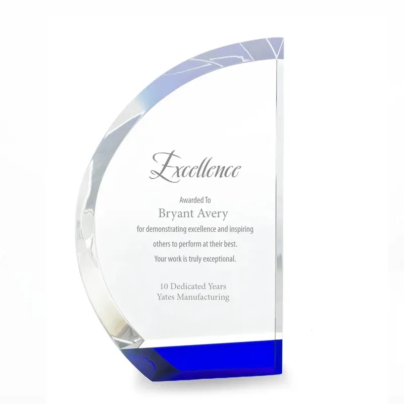 Royal Blue Sail Accent Crystal Trophy 2