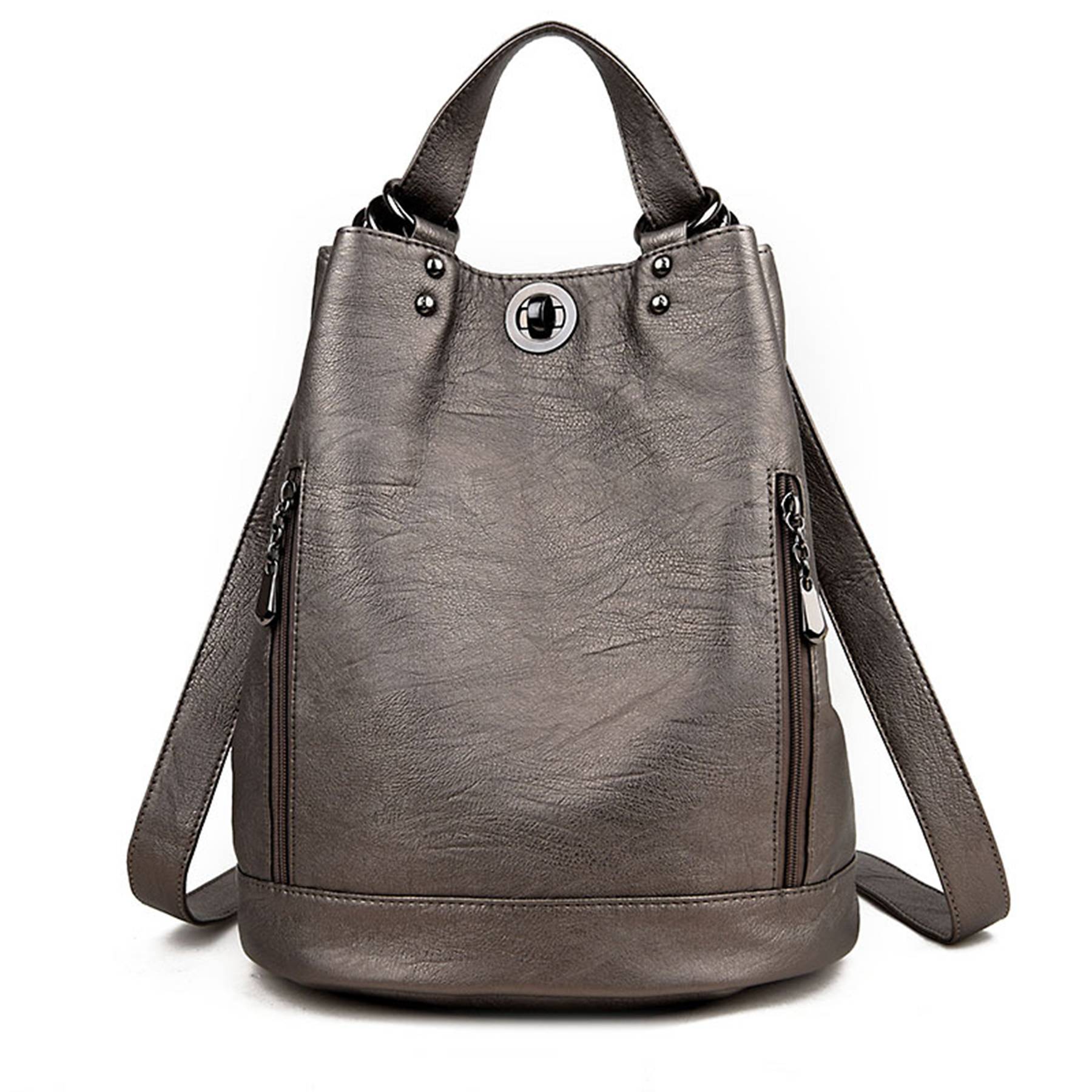 Pu high-capacity Bucket Backpack Women 3