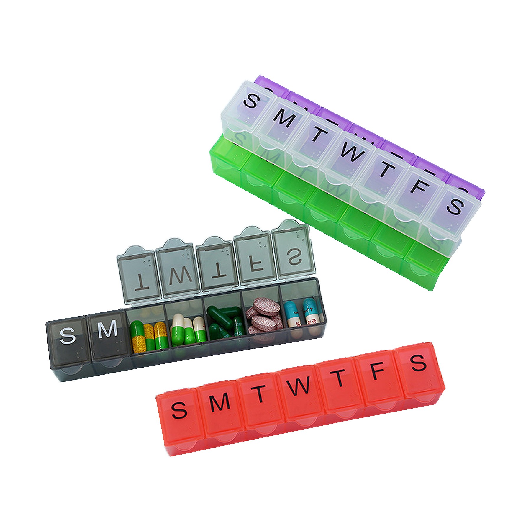 Moq25 Pp Material Braille Transparent 7 Day Pill Box 1