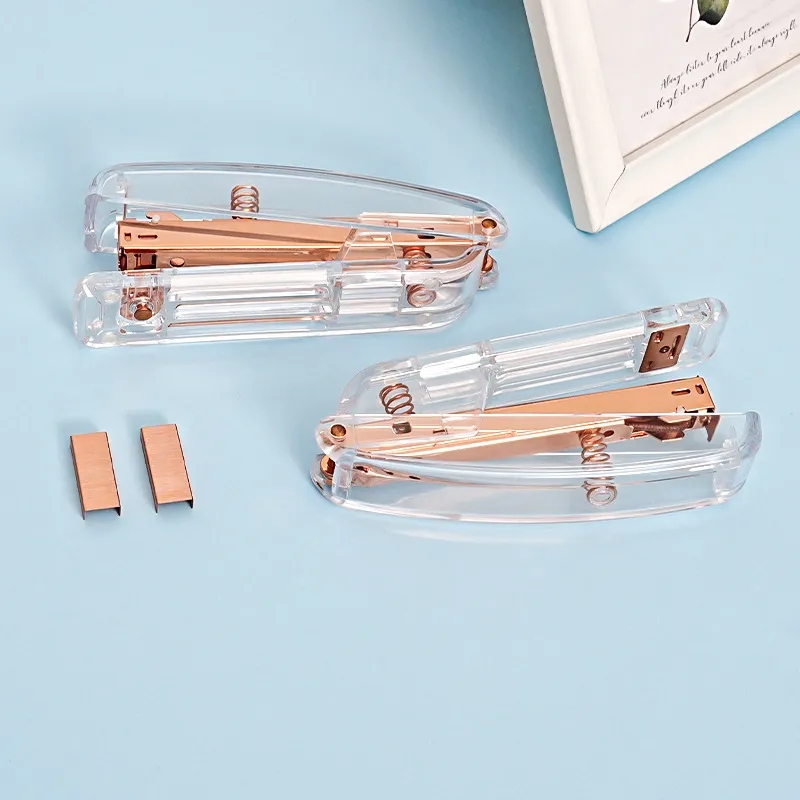 Rose Gold Transparent Desktop Stapler 6