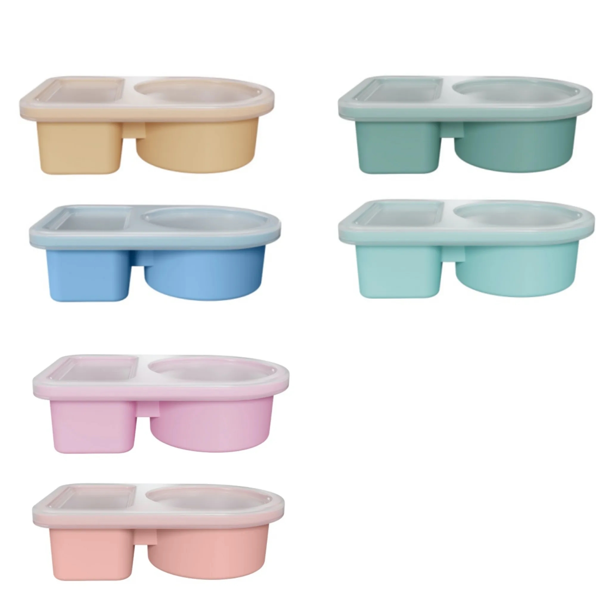 SIlicone Condiment Container Snack Sauce Box 2 Compartment 3