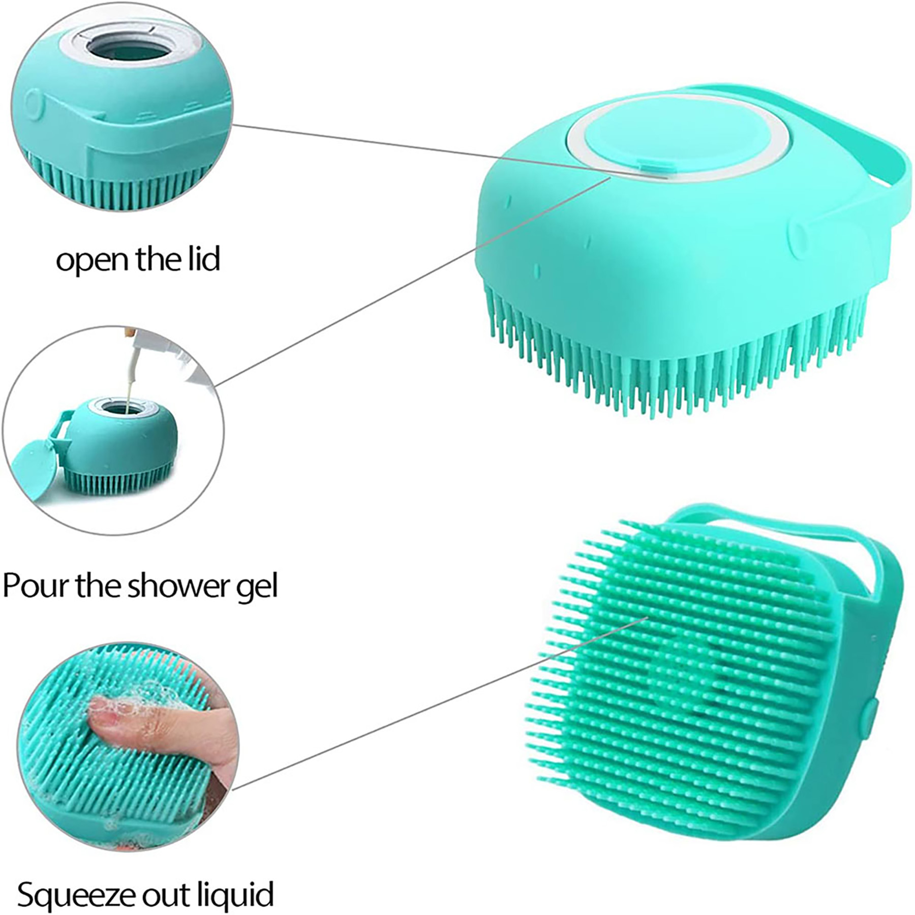 Pet Bath Silicone Massage Brush with Shampoo Box 2