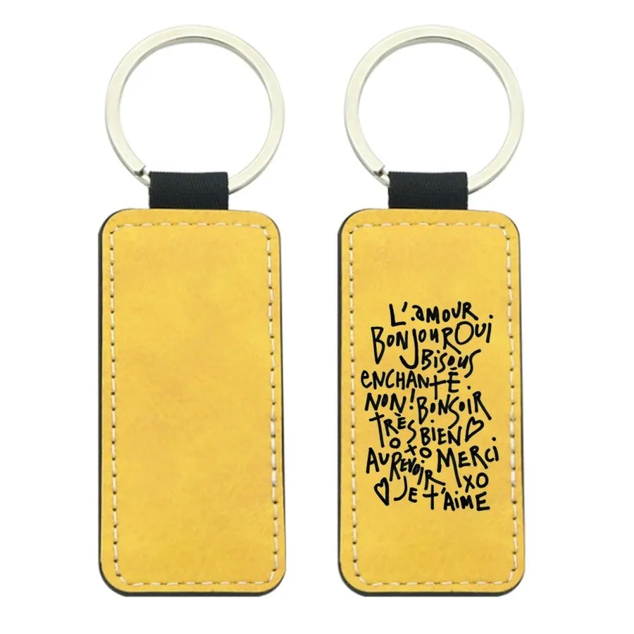Full-Color Rectangle Leather Keychain 4