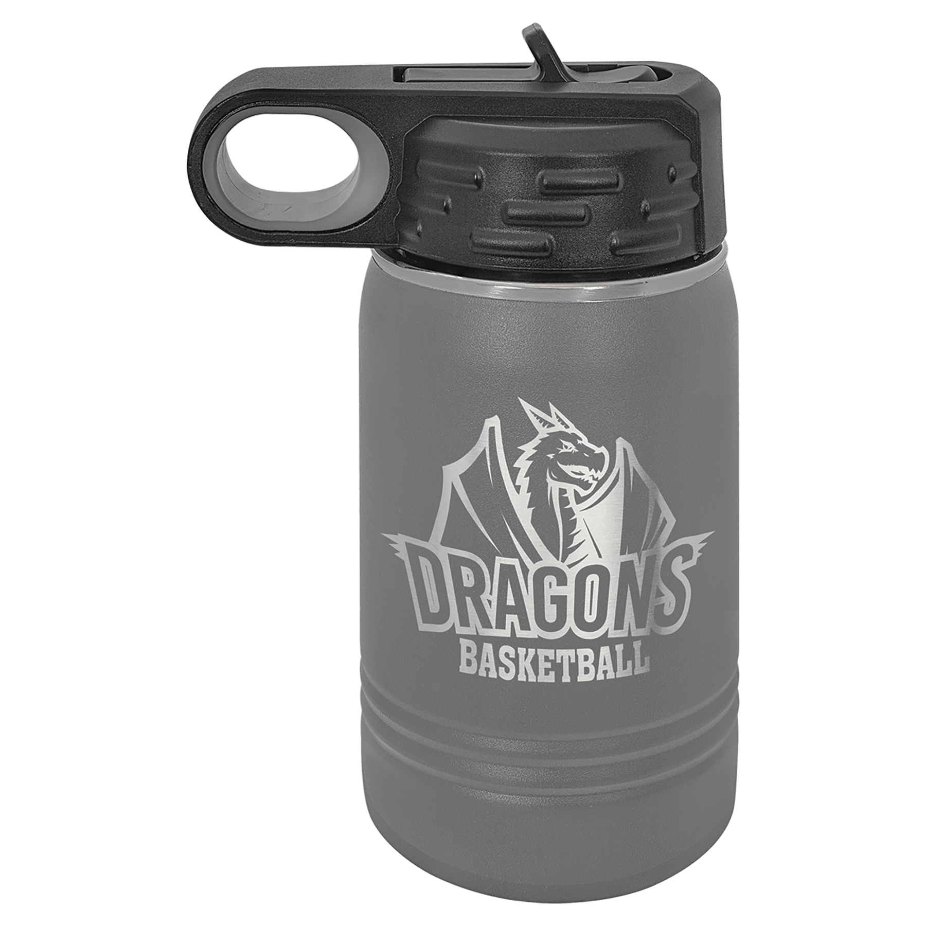 12 oz. Dark Gray Laser Engraved Polar Camel Water Bottles 2
