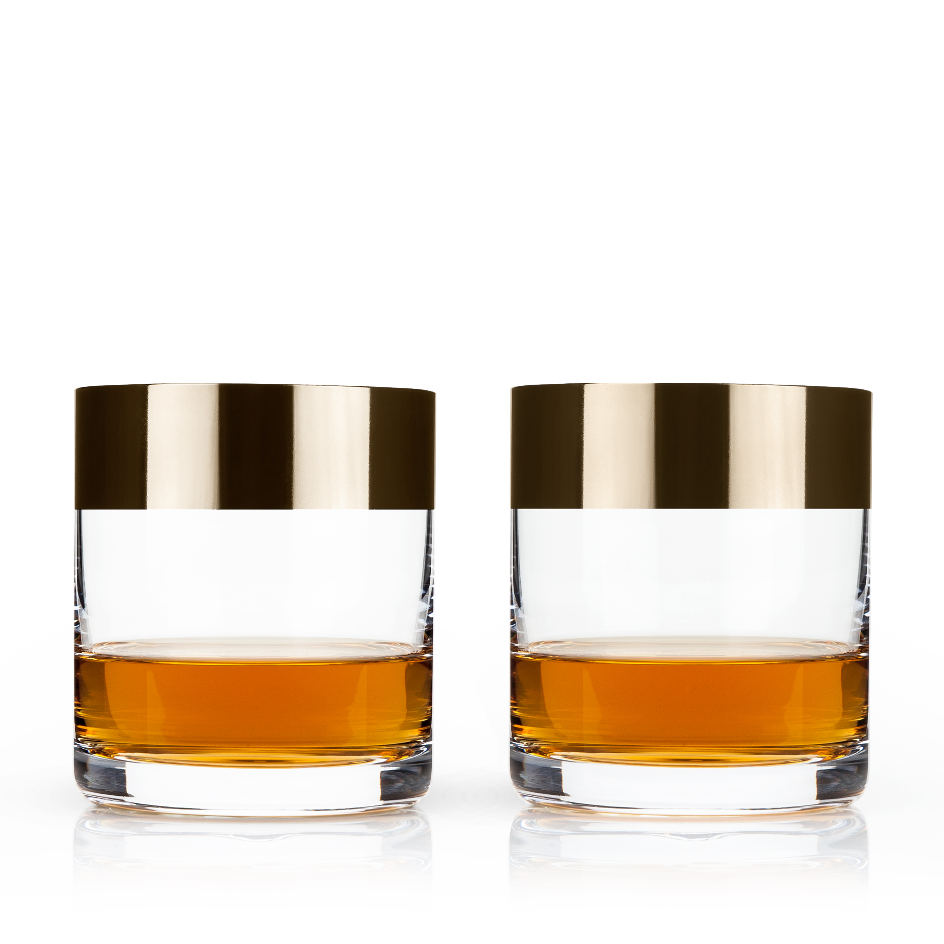 Viski® Bronze Rim Crystal Tumbler, set of 2 8